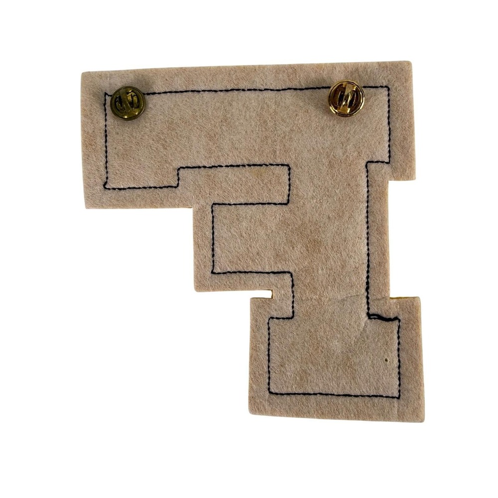 Vintage Varsity Letter F Patch Chenille Felt Black Gold Track Star Winged Foot - Picture 4 of 6
